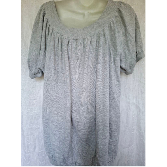 Daisy Fuentes Gray puffy sleeve Business Casual soft knit Sz 3X Stretchy Top - Picture 2 of 3